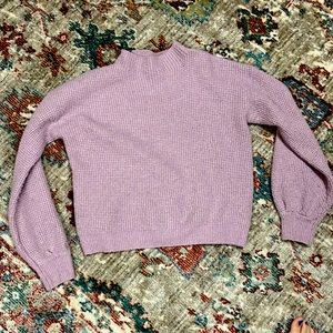 Lilac cropped mock neck sweater
